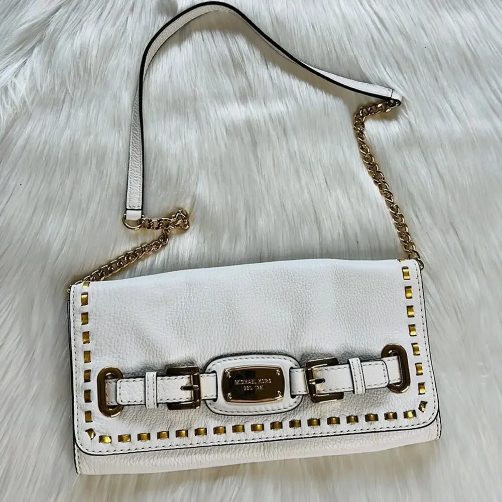 Michael Kors Optic White Hamilton Whipped Shoulder Bag